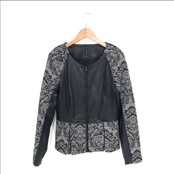 W118 By Walter Baker Leather And Houndstooth Coat - Picture 4 of 4